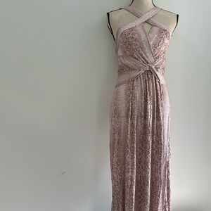 BRPHLD BCBGMAXAZRIA Reptile Print Halter Long Dress